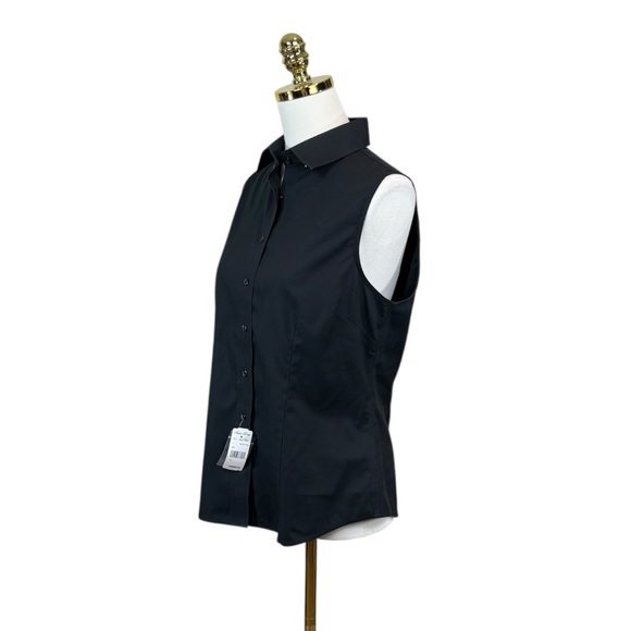 NWT Brooks Brothers black button front sleeveless fitted shirt size 10 - Picture 4 of 5